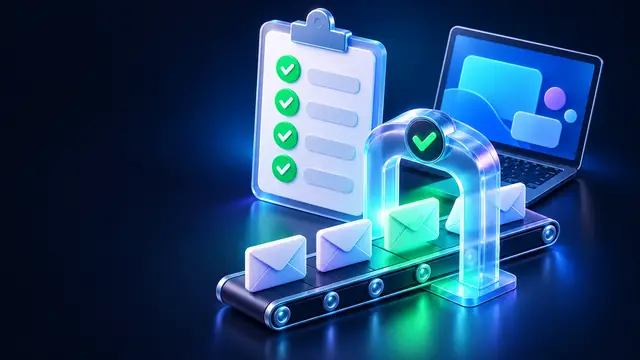 Como testar e-mail de cadastro: checklist, notebook e e-mails passando por verificação