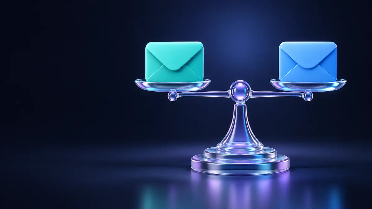 E-mail temporário ou e-mail alternativo: dois envelopes equilibrados numa balança