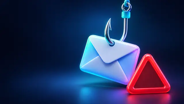 Golpe do e-mail falso: anzol com envelope como isca e sinal de alerta